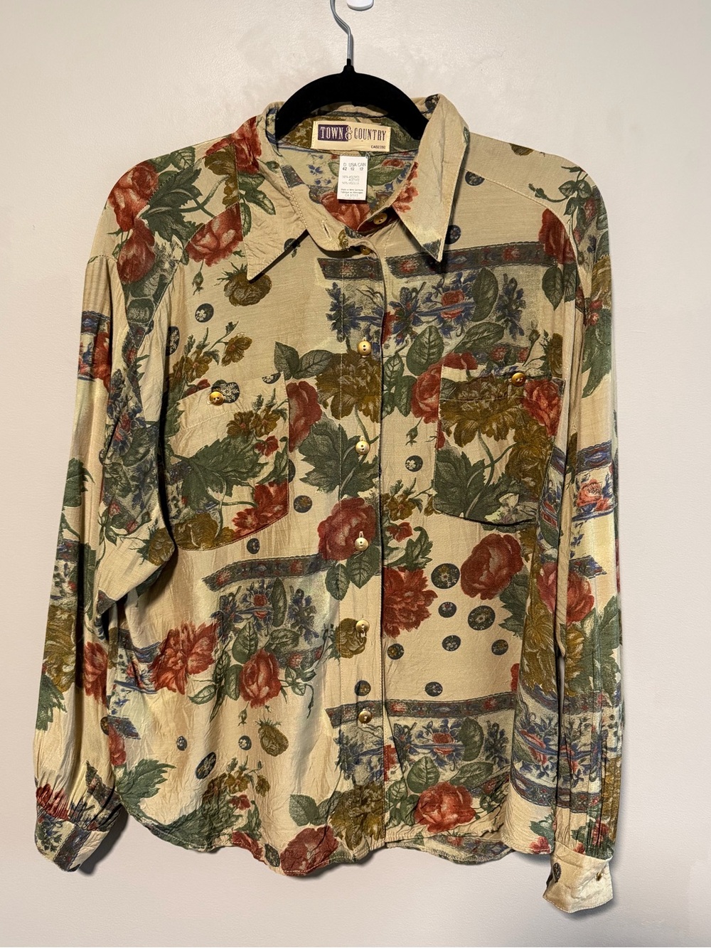 Vintage 80s Floral Button Up Blouse West Germany